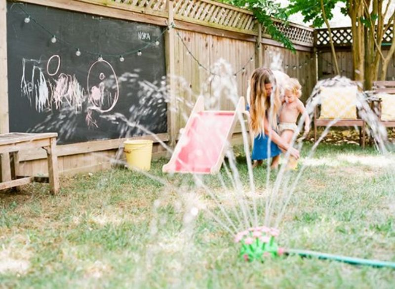 outdoor chalboard wall with drawings on it
