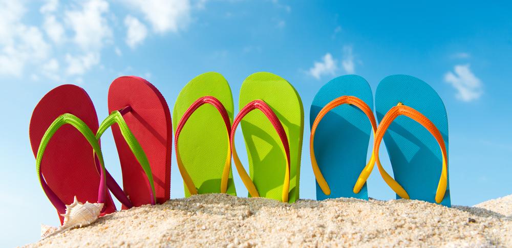 flip flops on the beach