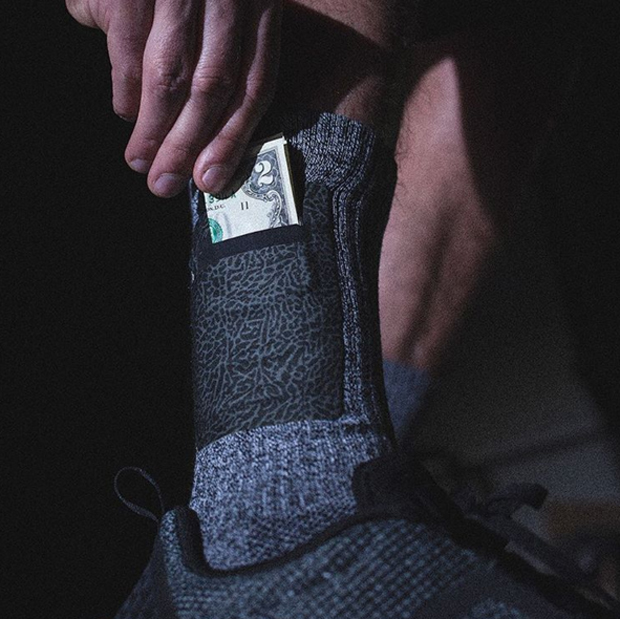 stashing money in a pocket sock