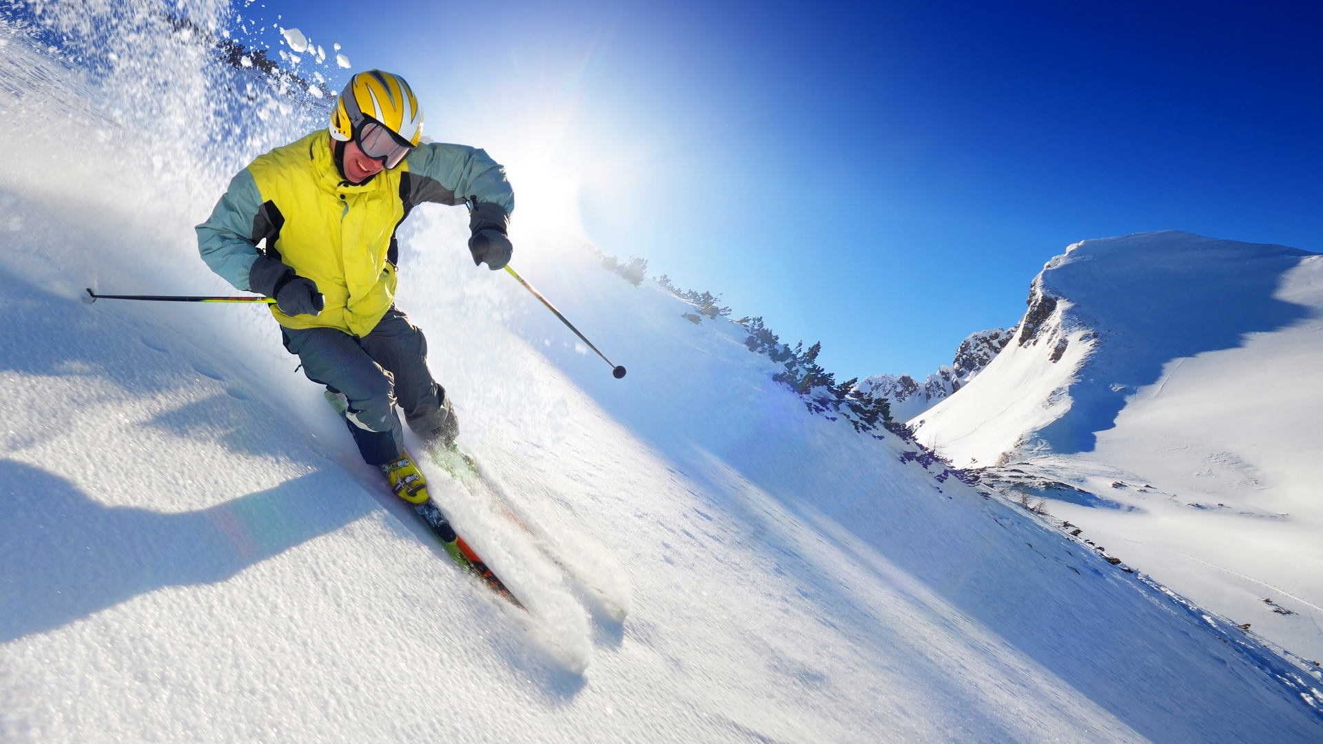 man skiing downhill