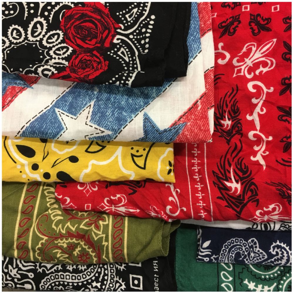 60 Units of Assorted Cotton Bandana Mixed Prints, Mixed Colors