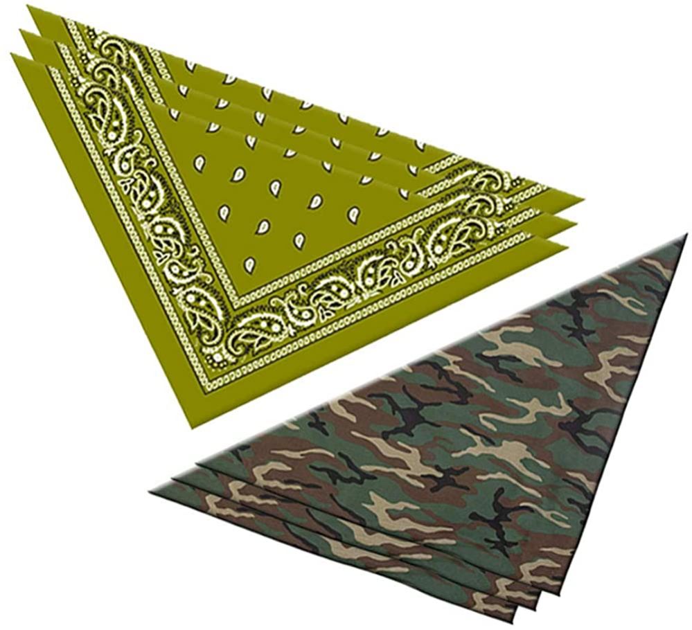 60 Units of Camo And Army Green Cotton Bandanna 22x22 Inch Cotton Free