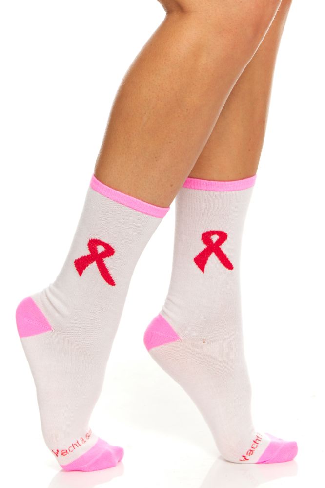 60 Units of Yacht & Smith Printed Breast Cancer Awareness Socks, Pink