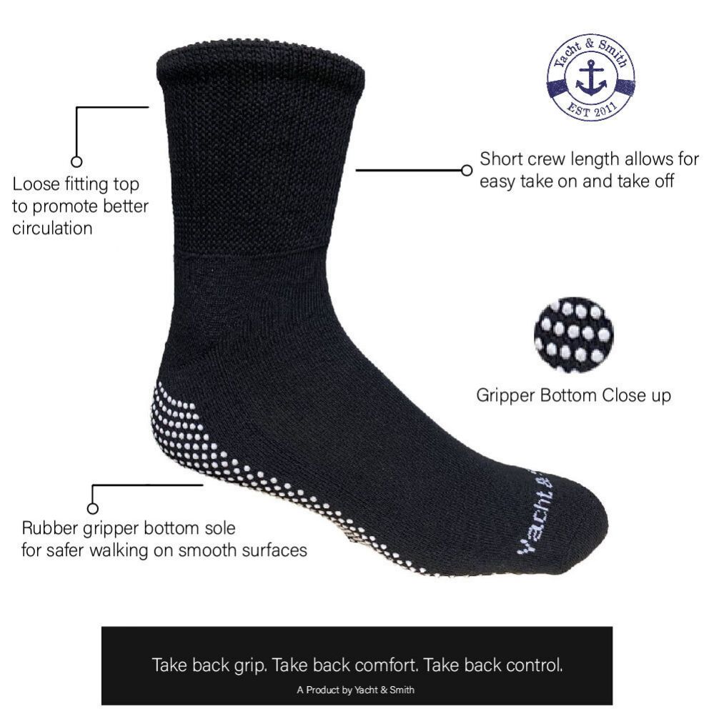 120 Units of Yacht & Smith Multi Purpose Diabetic Black Rubber Silicone Gripper Bottom Slipper ...