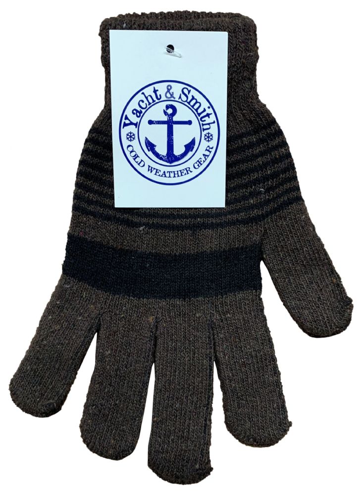240 Units of Yacht & Smith Stripe Print Mens Winter Gloves With Stretch