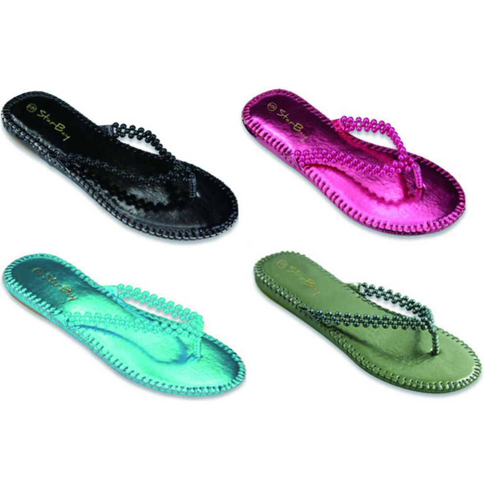 beaded platform flip flops