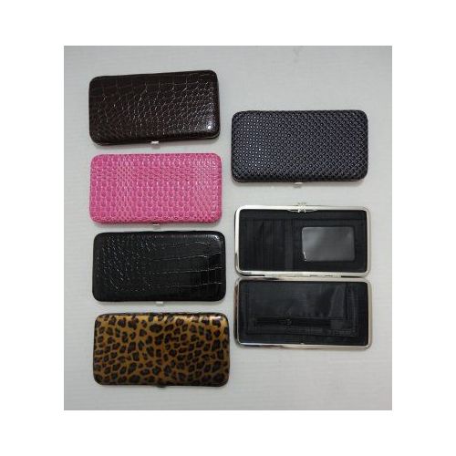 48 Units of Ladies Flat Wallet with Push Button Clasp [Assorted] at