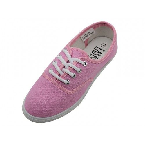24 Units of Women's Lace Up Casual Canvas Shoes ( *baby Pink Color ...