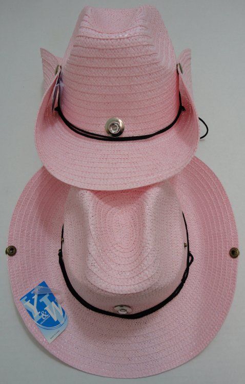48 Units of Straw Cowboy Hat With JeweL-Pink Only - Cowboy & Boonie Hat