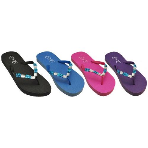 48 Units of Ladies Color Flip Flop With Stones - Women's Flip Flops - at - alltimetrading.com