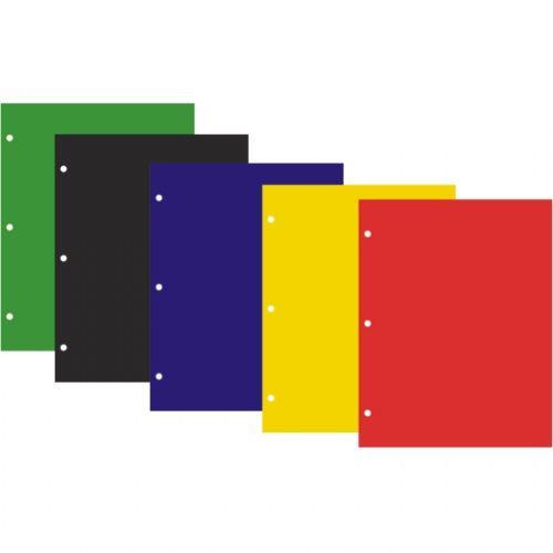 48 Units of Twin Pocket Laminated Folders with Holes Asst Colors at