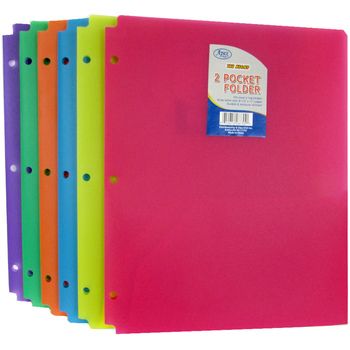 Plastic 2 Pocket Folders Assorted Color