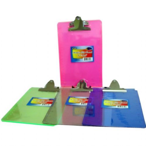 48 Units of Clip Board, 6x9, Acrylic, Asst. Colors at