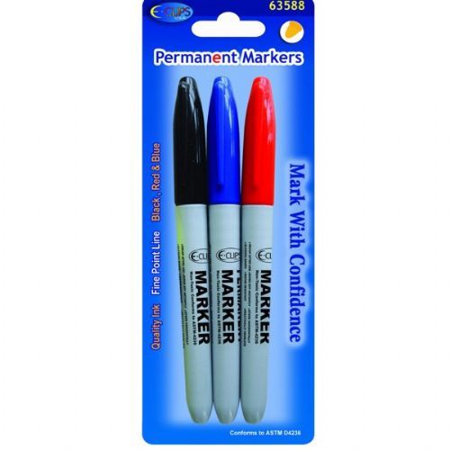 48 Units of Permanent Markers, Fine Tip, 3 Pk. Markers and