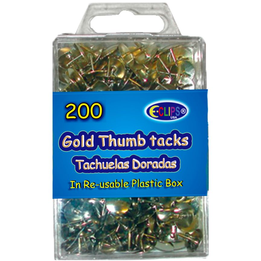 48 Units of Thumb Tacks, Gold, 200 Ct., Push Pins and Tacks at