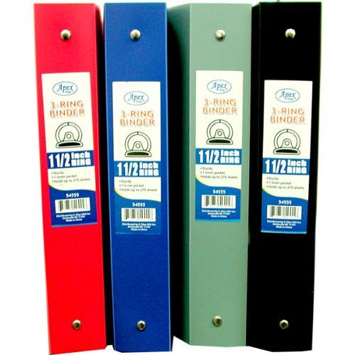 48 Units of Binder Flexible Assorted Colors 1.5" 3 Rings