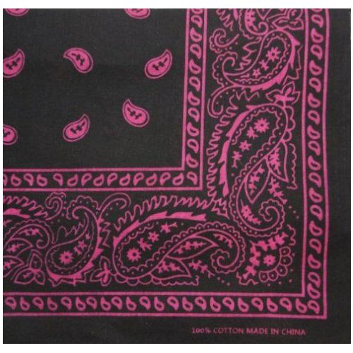 144 Units of BandanABlack/pink Paisley Bandanas at