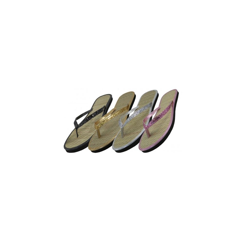 straw sole flip flops