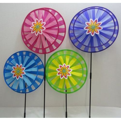 36 Units of 13" Round Double Wind Spinner W Flower Wind Spinners at