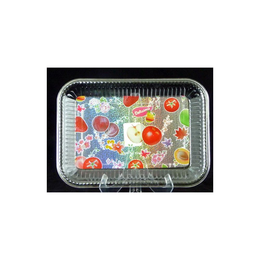 96 Units of retangle tray fruit design Plastic Serving Ware at
