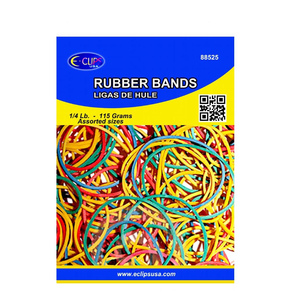 72 Units of Rubber Bands, 1/4lbs, Assorted Sizes & Assorted Colors (3