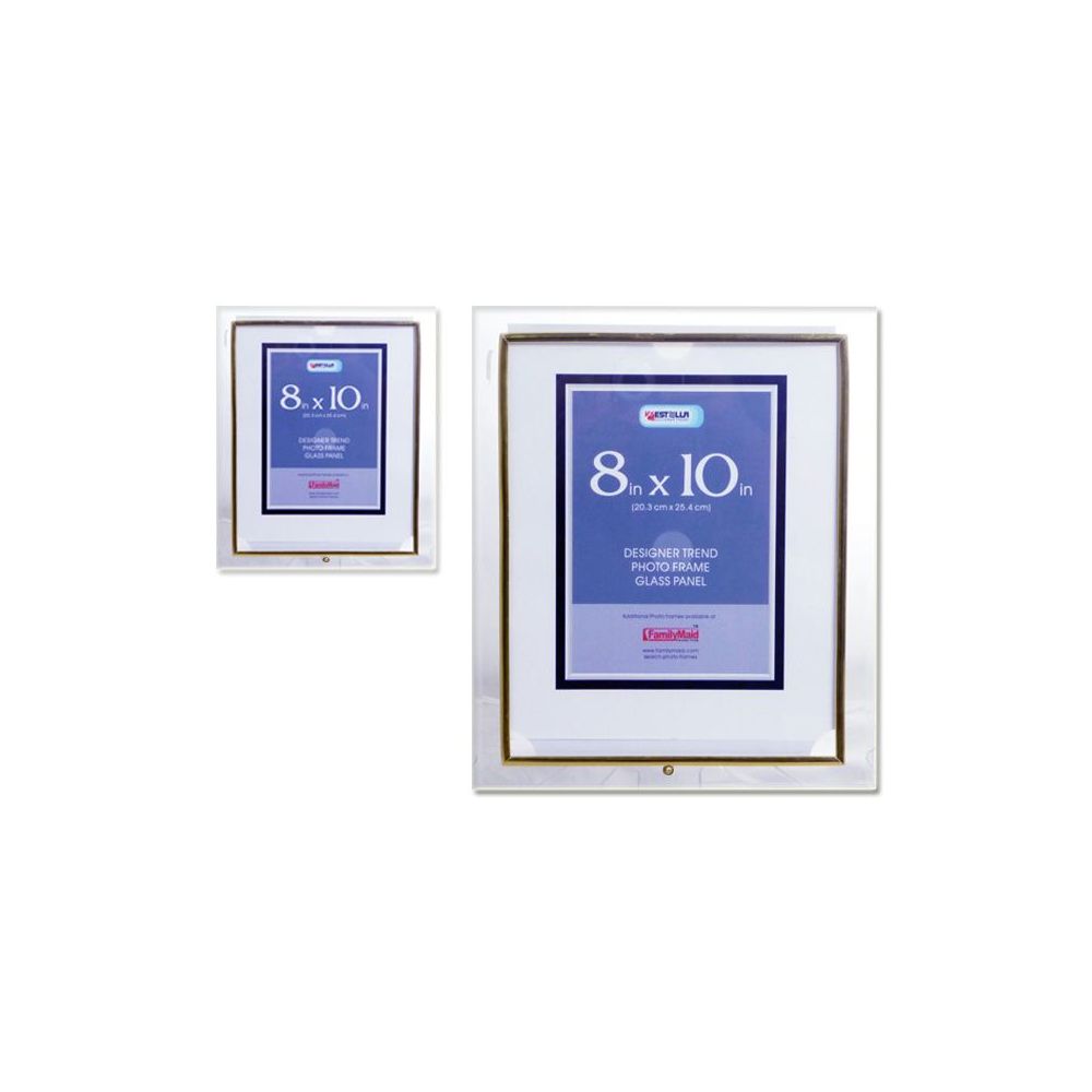 96 Units of GLASS PHOTO FRAME 8X10" CLEARGOLD TRIM METAL Photo Frame