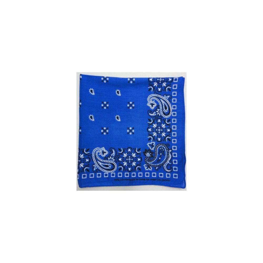 144 Units of BandanARoyal Blue Paisley Print Bandanas at