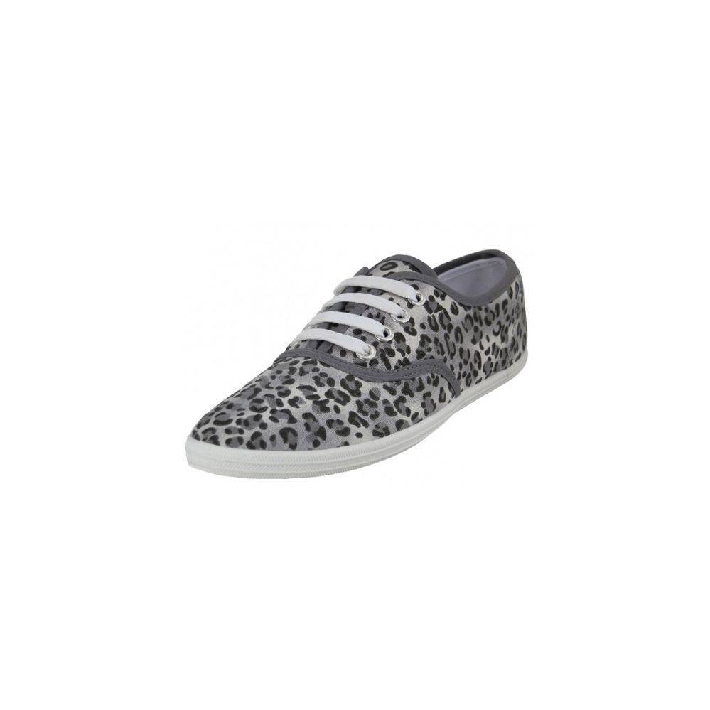 24 Units of Women's Grey Leopard Print Canvas Shoes at