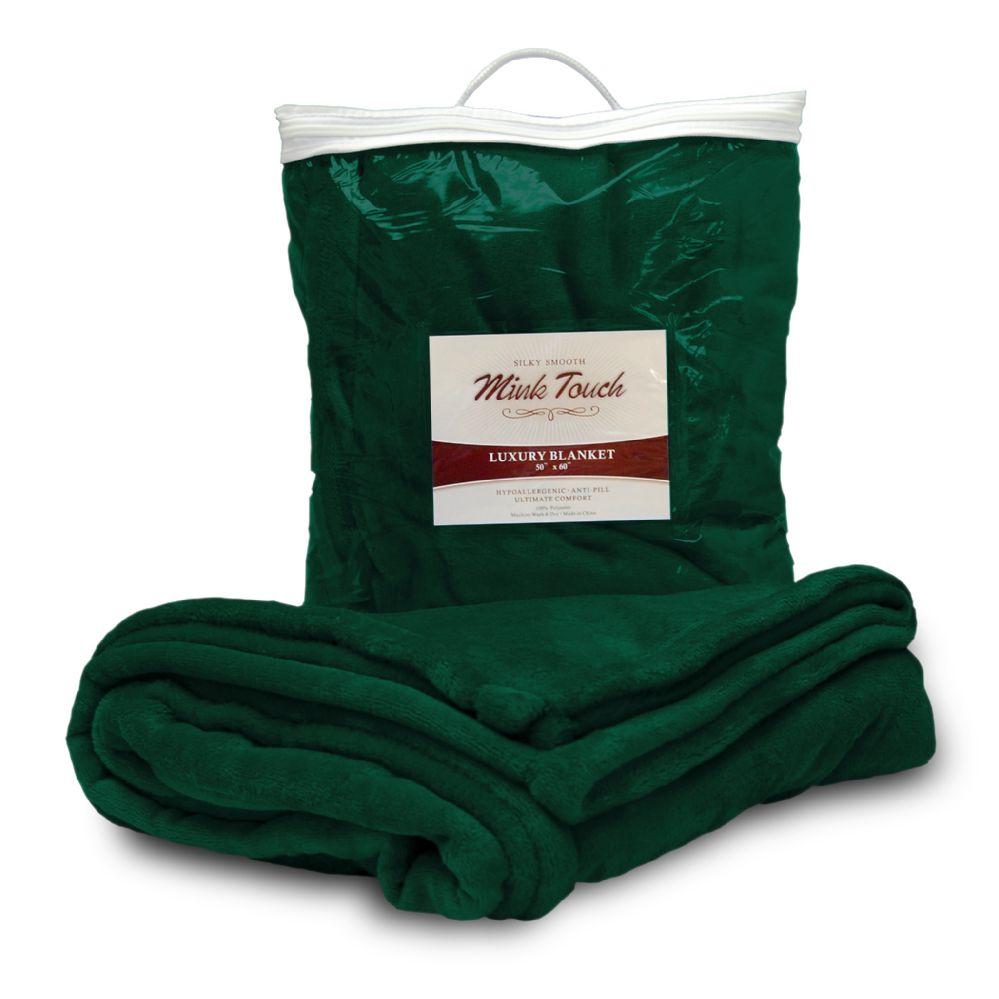 24 Units of Mink Touch Luxury Blankets In Forest Green Fleece