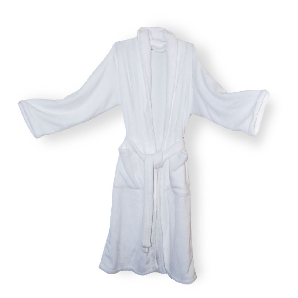10 Units of Unisex Mink Touch Luxury Robe In White Bath Robes at