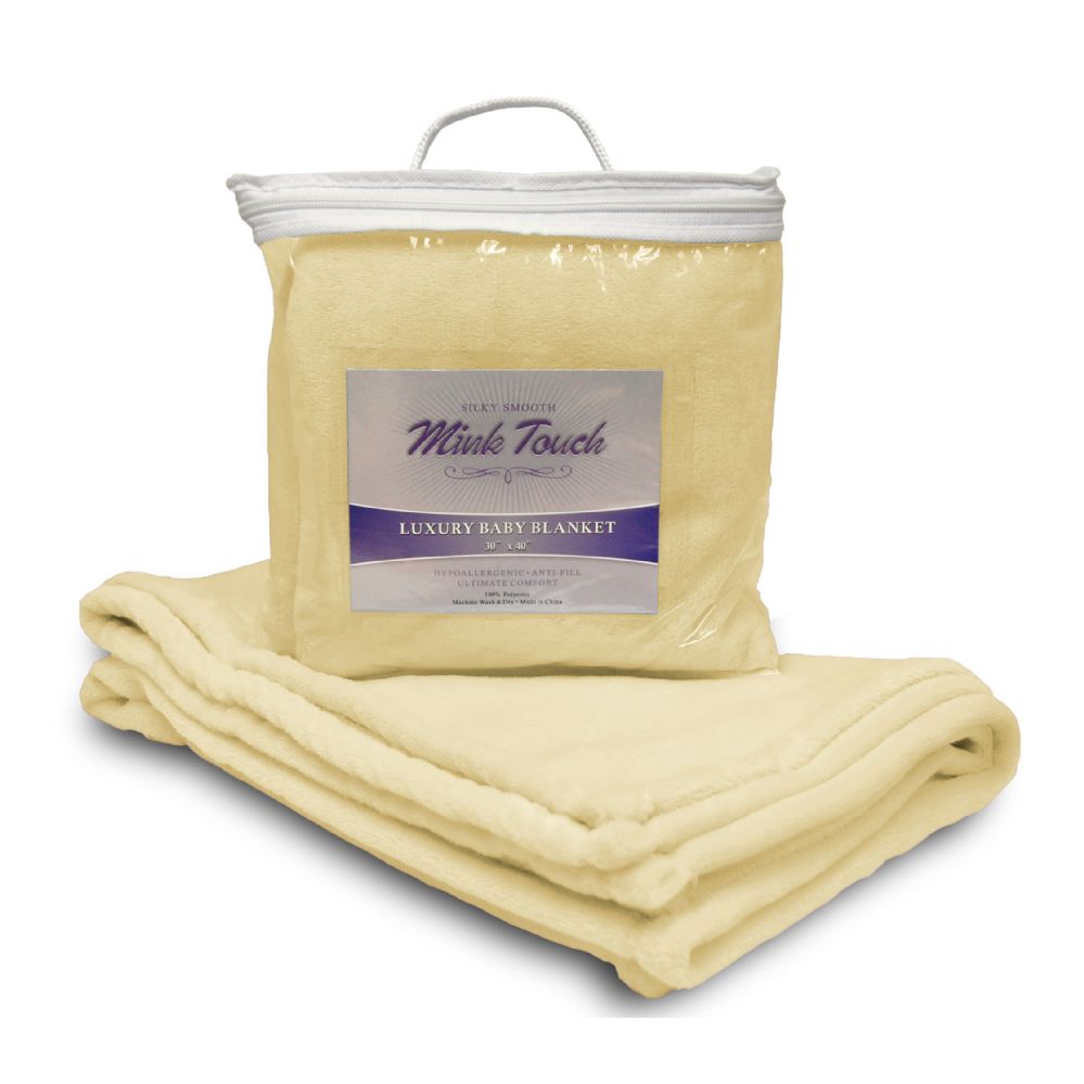 48 Units of Mink Touch Baby Blankets In Light Yellow Fleece & Sherpa