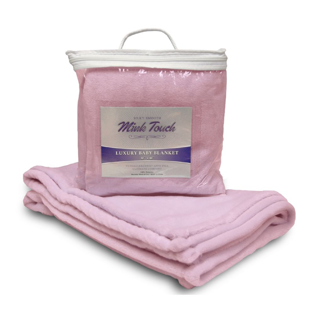 24 Units of Mink Touch Baby Blankets In Light Pink at