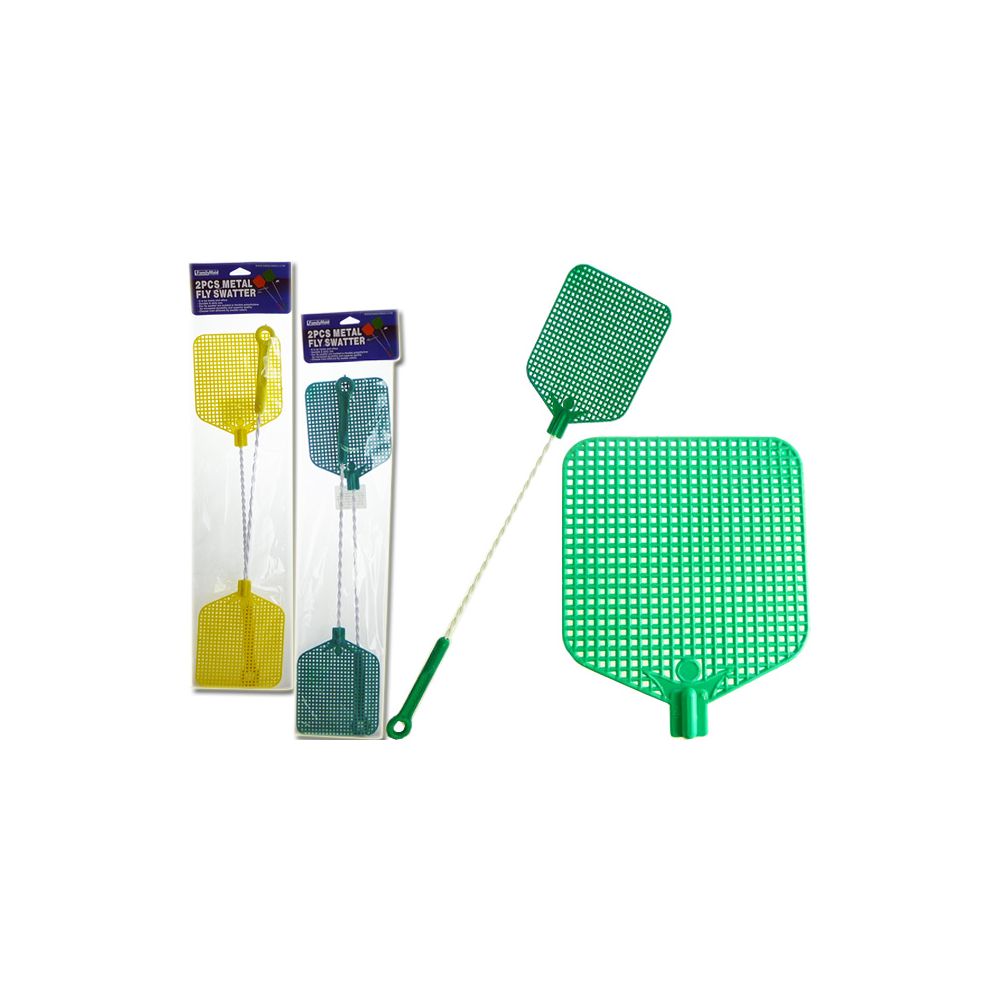 96 Units of 2 Piece Metal Fly Swatters at