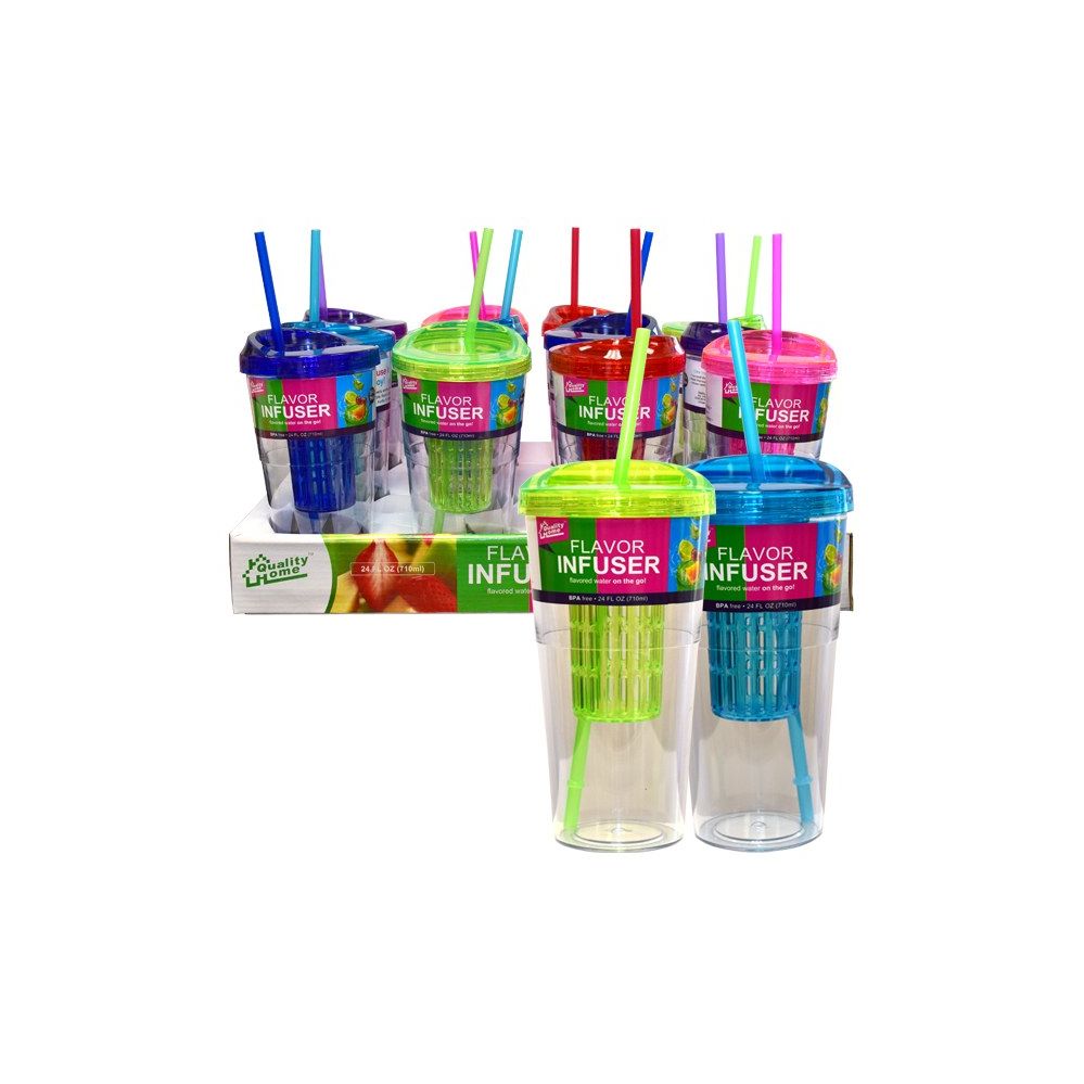 12 Units of Infuser Tumbler 24oz Single Wall Sport Water Bottles at