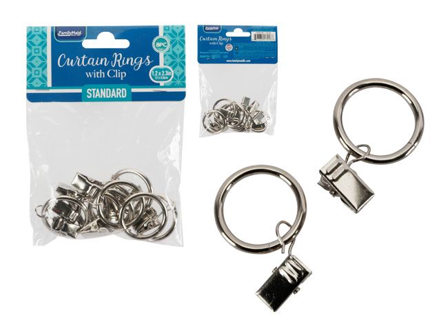 72 Units Of Curtain Rings 8pc Metal W Clip Shower Curtain At