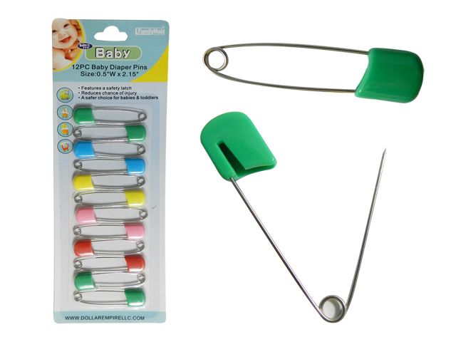 144 units of baby diaper pins 12 piece baby accessories at