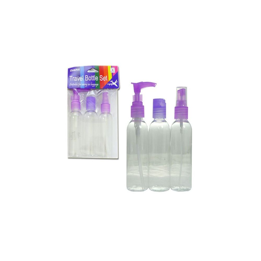 96 Units of TRAVEL SIZE PLASTIC BOTTLE SET TRAVEL CARRY ON BOTTLES at