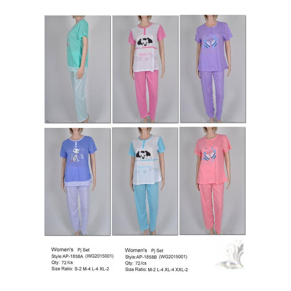 72 Units of Ladies 2 Piece Summer Pj Set Women's Pajamas and