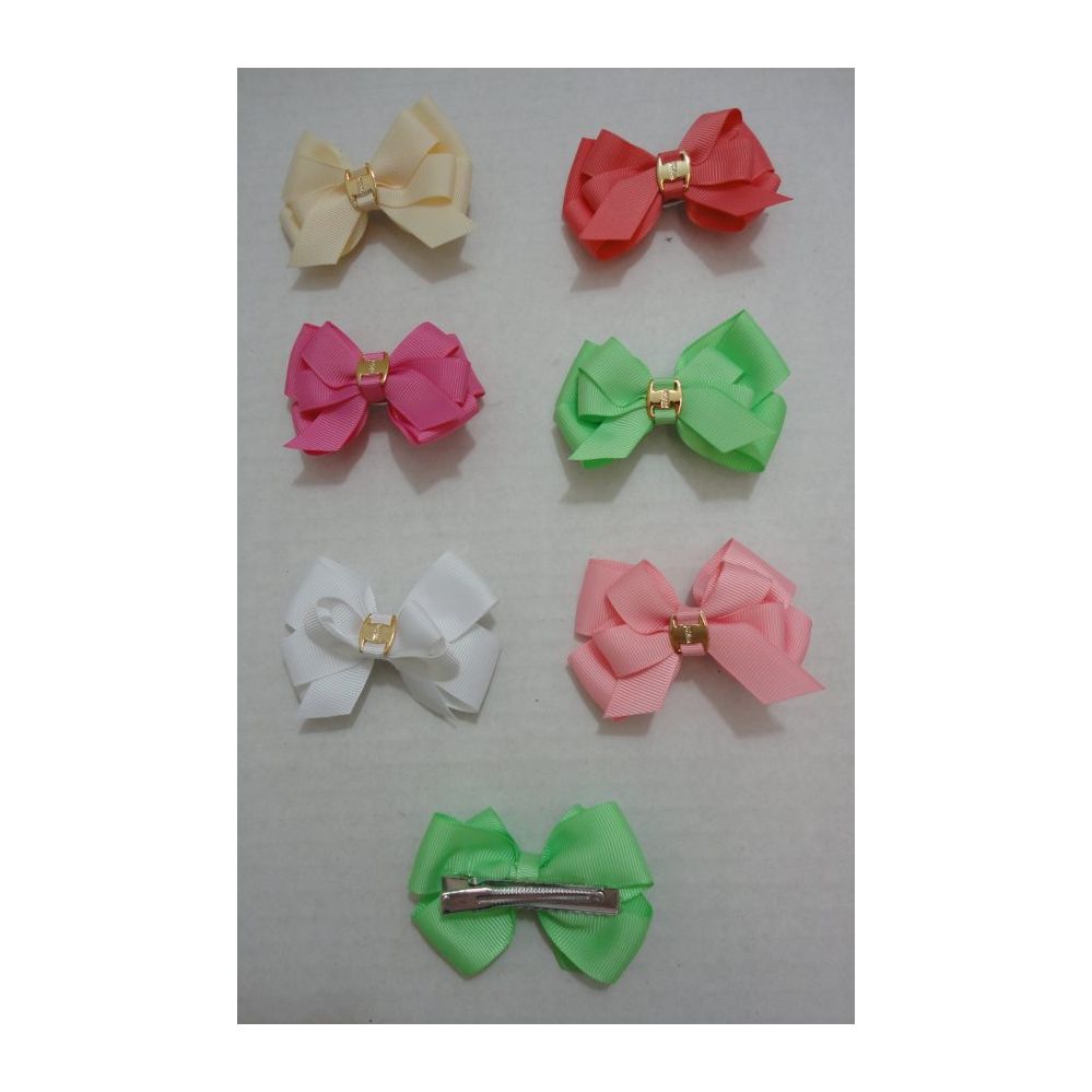 36 Units Of 3 Alligator Clip Solid Color Bow W Metal Decoration