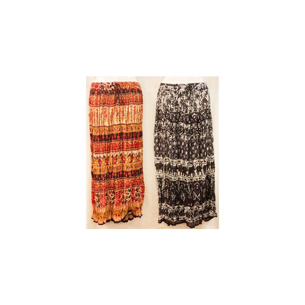 12 Units of Maxi Skirt Ethnic Print Adjustable Waist Tie Assorted