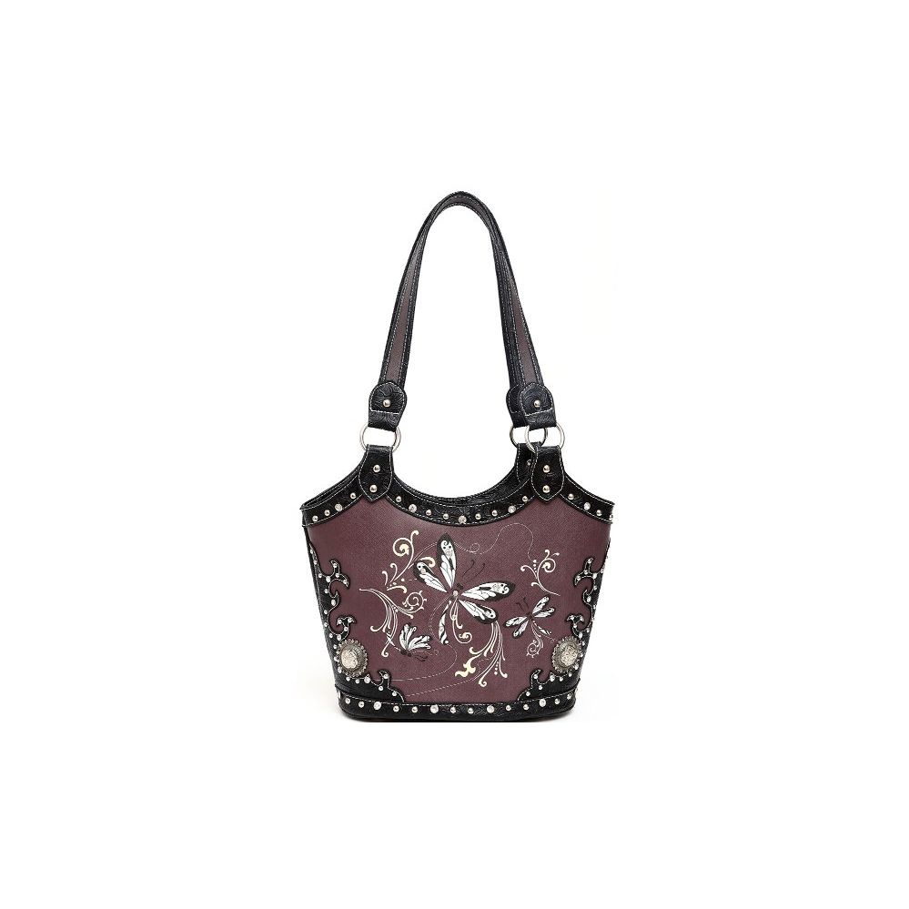 4 Units of Dragonfly Western Rhinestone Purse Black W/ Gun Pocket