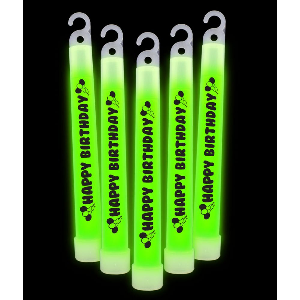 20 Units of 6 Inch Happy Birthday Glow StickS Green LED Party