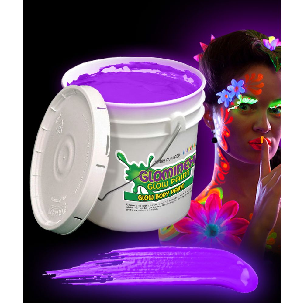 Glominex Glow Body Paint 128oz Bucket Purple at