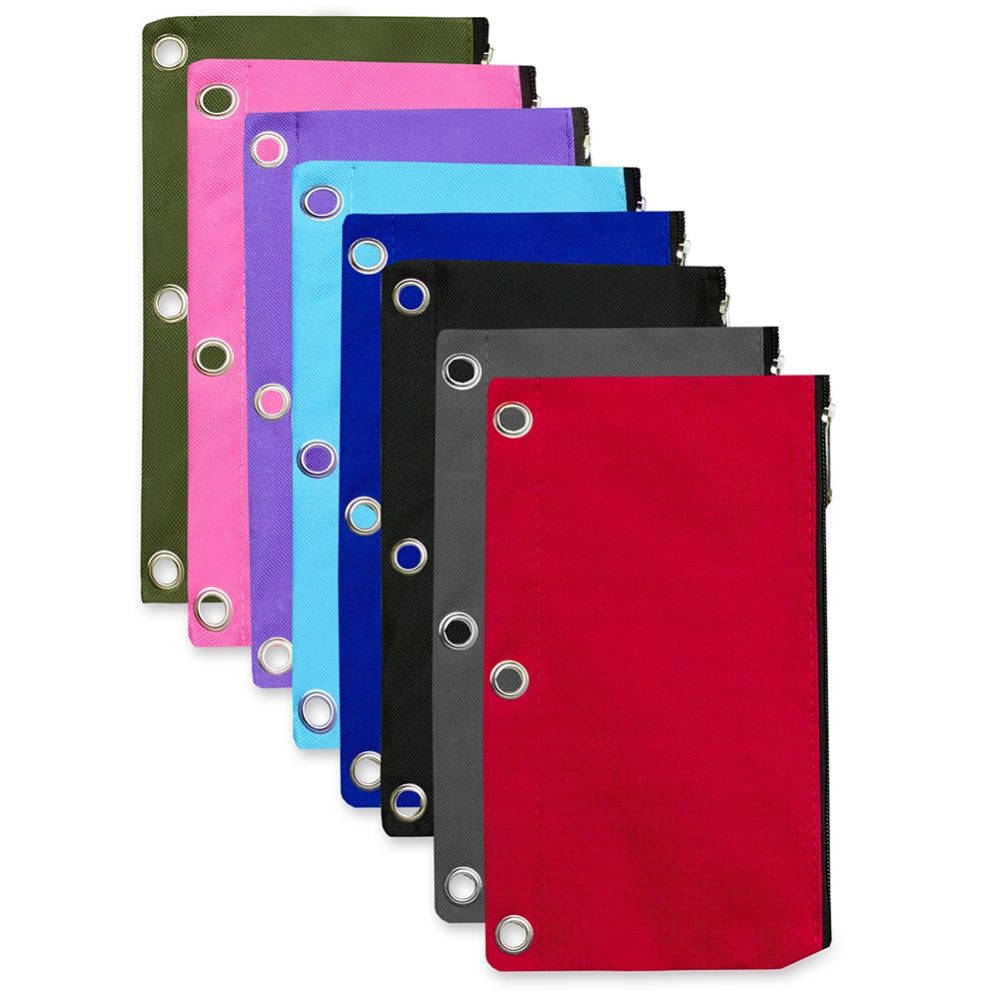 120 Units of 3 Ring Binder Pencil Case 8 Colors Clipboards and