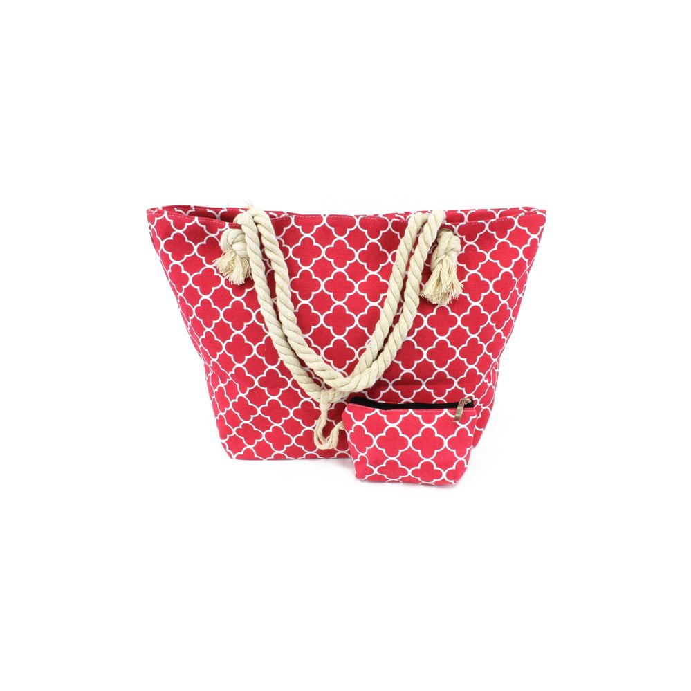 60 Units of Large Canvas Tote With Rope Handle And Attached Purse