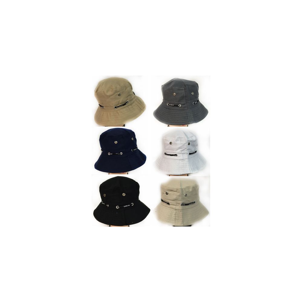 48 Units of Solid Color Bucket Hat With Adjustable Strap Assorted