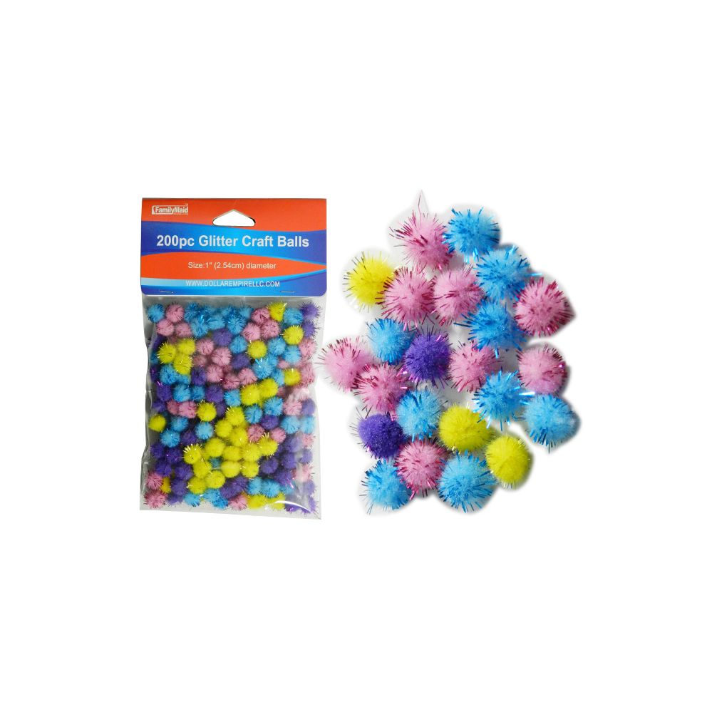 144 Units Of 200 Piece Craft Balls With Glitter Craft Beads At
