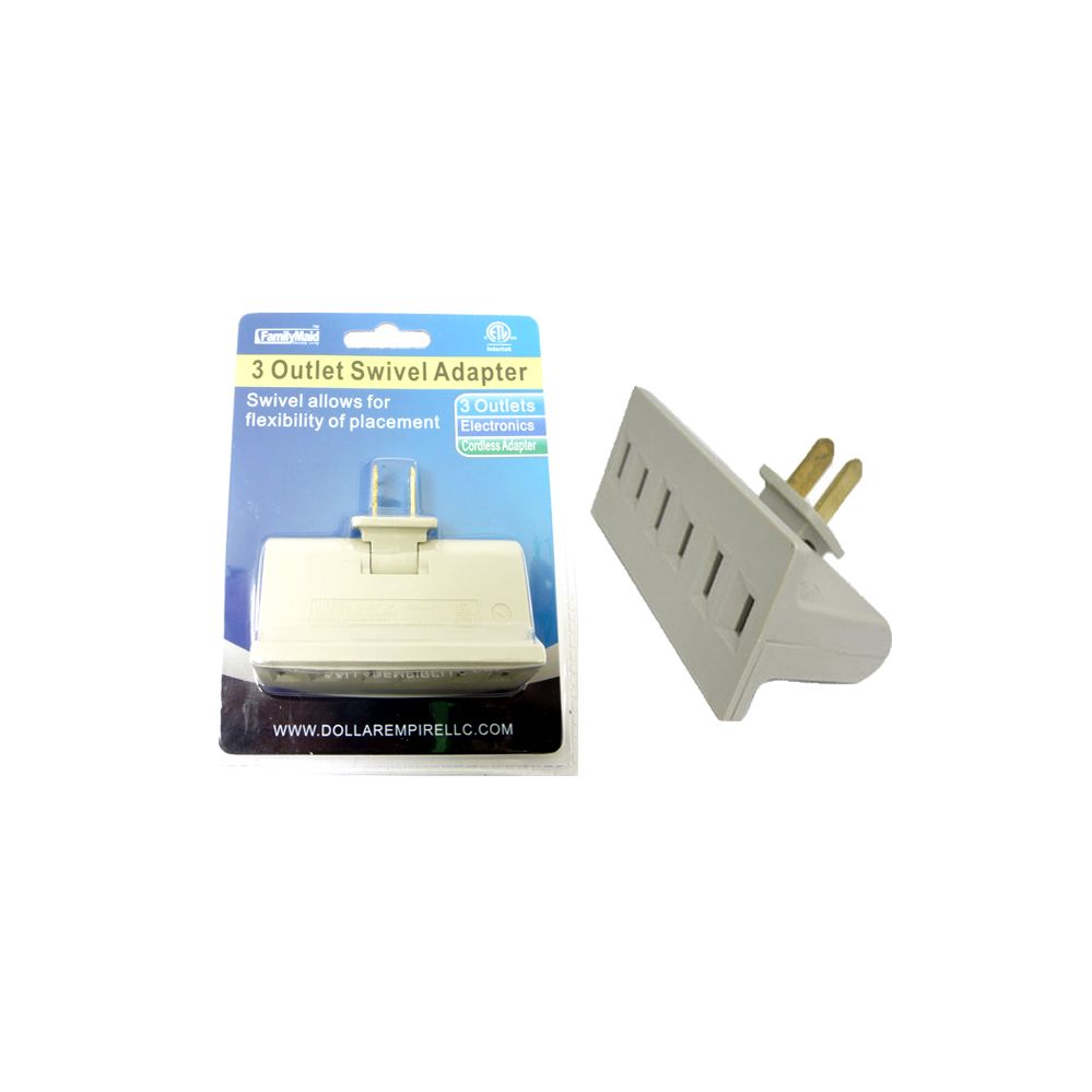 144 Units of 3 Plug Swivel Outlet Adapter at