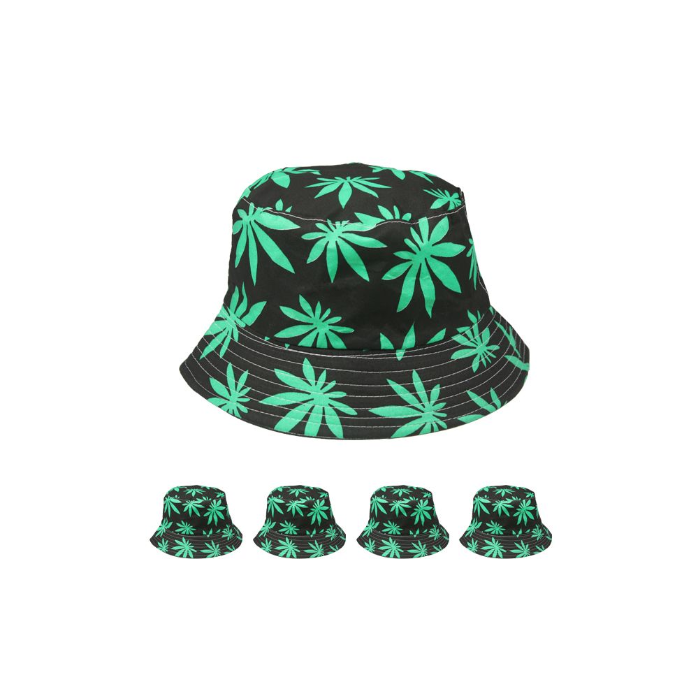 24 Units of Unisex Printed Marjuana Bucket Hat Bucket Hats at