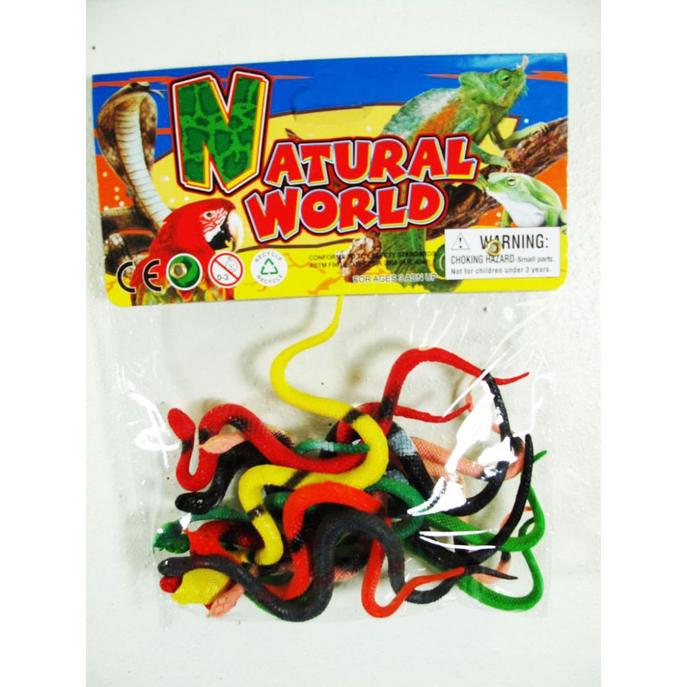 108 Units of 12 Pc Plastic Snakes In Poly Bag W/header Animals